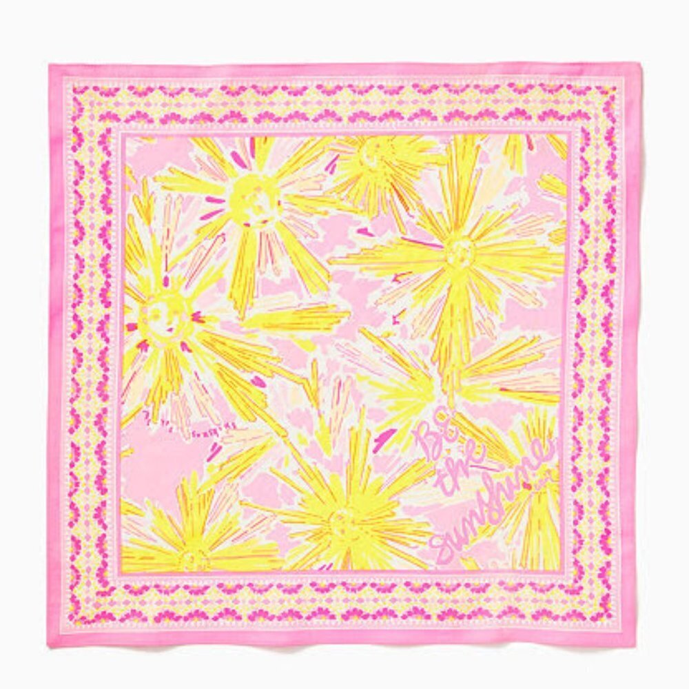 LILLY PULITZER Multi Be The Sunshine Gwp Engineered Scarf Pink Yellow 23…